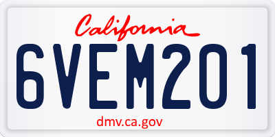 CA license plate 6VEM201
