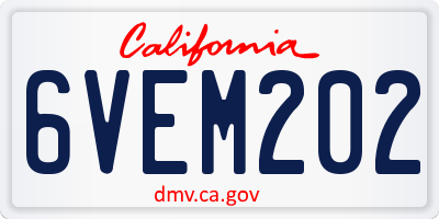 CA license plate 6VEM202