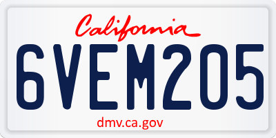 CA license plate 6VEM205