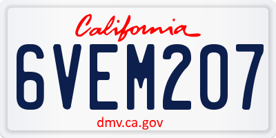 CA license plate 6VEM207