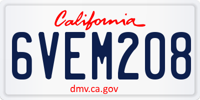 CA license plate 6VEM208