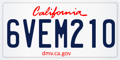CA license plate 6VEM210