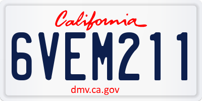 CA license plate 6VEM211