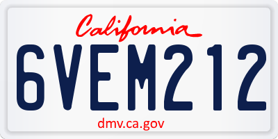 CA license plate 6VEM212