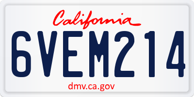 CA license plate 6VEM214
