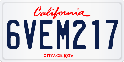 CA license plate 6VEM217