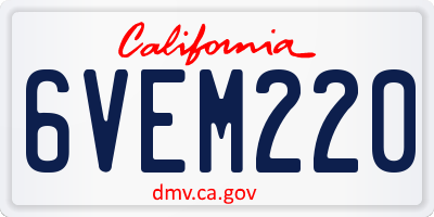 CA license plate 6VEM220