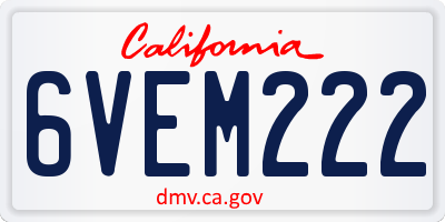 CA license plate 6VEM222