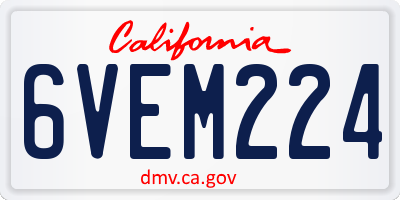 CA license plate 6VEM224