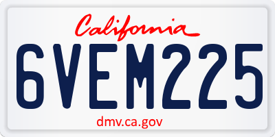 CA license plate 6VEM225
