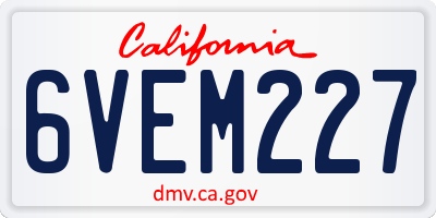 CA license plate 6VEM227