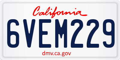 CA license plate 6VEM229