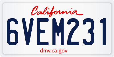 CA license plate 6VEM231