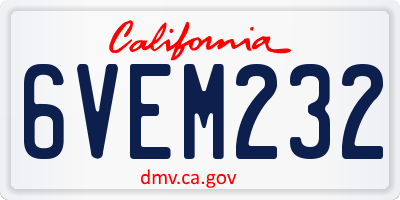 CA license plate 6VEM232