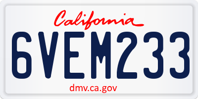 CA license plate 6VEM233