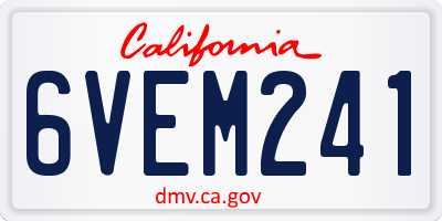 CA license plate 6VEM241
