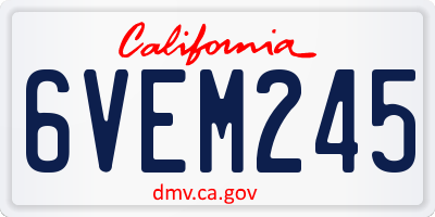 CA license plate 6VEM245