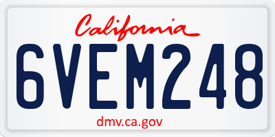 CA license plate 6VEM248