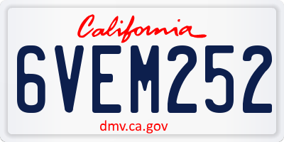 CA license plate 6VEM252