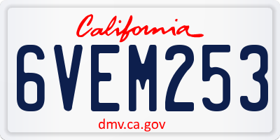 CA license plate 6VEM253