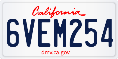 CA license plate 6VEM254