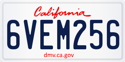 CA license plate 6VEM256