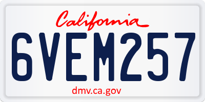 CA license plate 6VEM257
