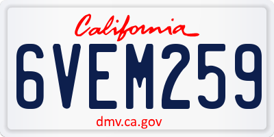 CA license plate 6VEM259
