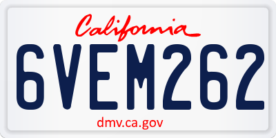 CA license plate 6VEM262