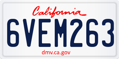 CA license plate 6VEM263
