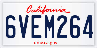 CA license plate 6VEM264