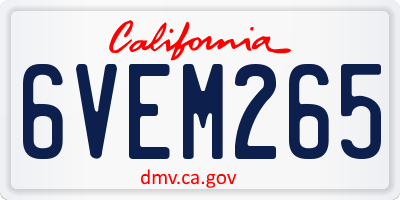 CA license plate 6VEM265