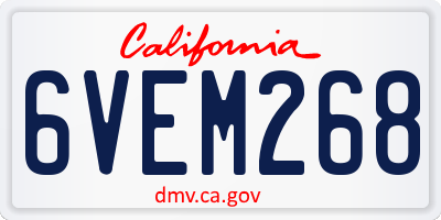 CA license plate 6VEM268