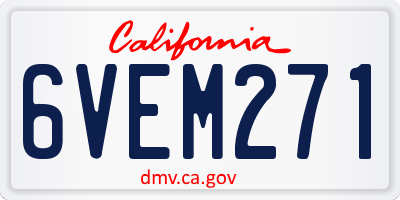 CA license plate 6VEM271