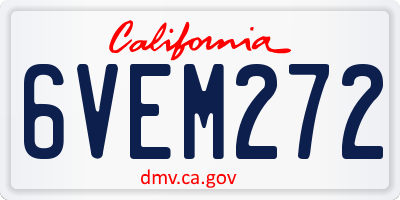 CA license plate 6VEM272