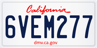CA license plate 6VEM277