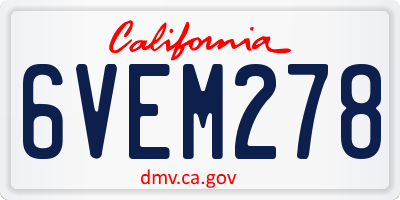 CA license plate 6VEM278