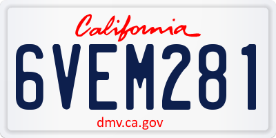 CA license plate 6VEM281