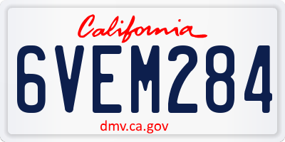 CA license plate 6VEM284