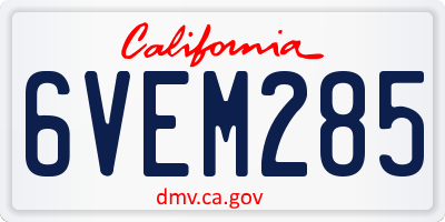 CA license plate 6VEM285