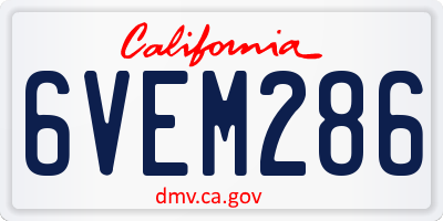 CA license plate 6VEM286