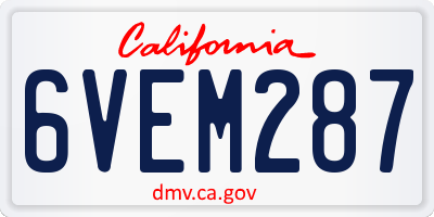 CA license plate 6VEM287