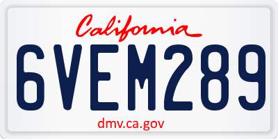 CA license plate 6VEM289