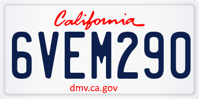CA license plate 6VEM290