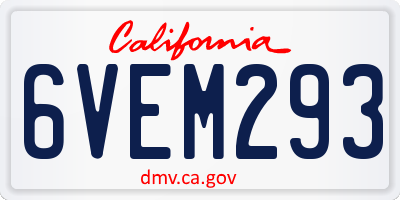 CA license plate 6VEM293