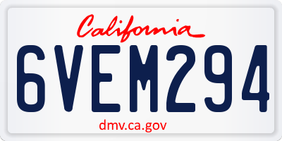 CA license plate 6VEM294
