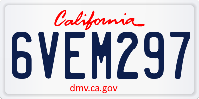 CA license plate 6VEM297