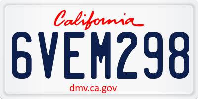 CA license plate 6VEM298