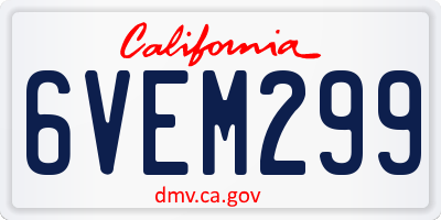 CA license plate 6VEM299