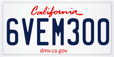 CA license plate 6VEM300